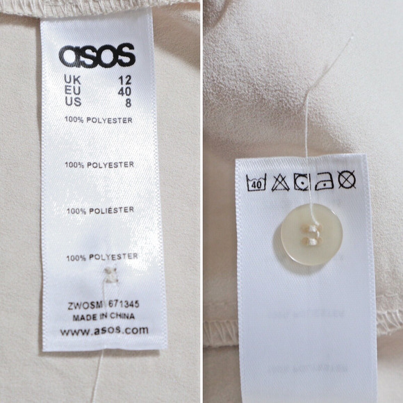 NWT ASOS US 8 Ruffle Tie Neck Blouse Long Sleeve Cream - Picture 9 of 9